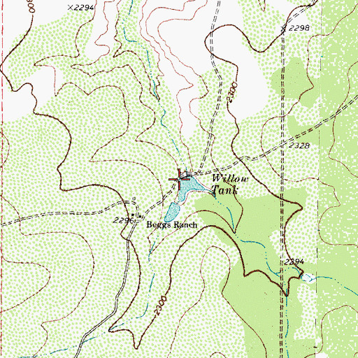 Topographic Map of Willow Tank, TX