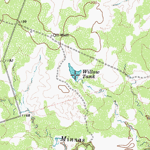 Topographic Map of Willow Tank, TX