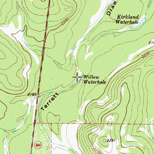 Topographic Map of Willow Waterhole, TX
