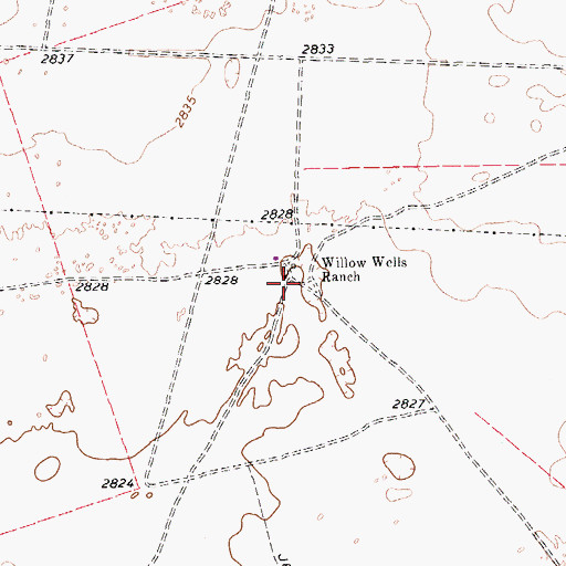 Topographic Map of Willow Wells Ranch, TX