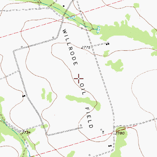 Topographic Map of Willrode Oil Field, TX