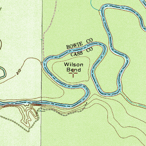 Topographic Map of Wilson Bend, TX