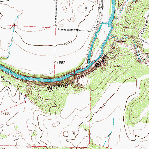 Topographic Map of Wilson Bluff, TX