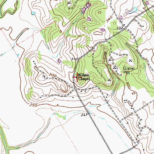Topographic Map of Wilson Chapel, TX