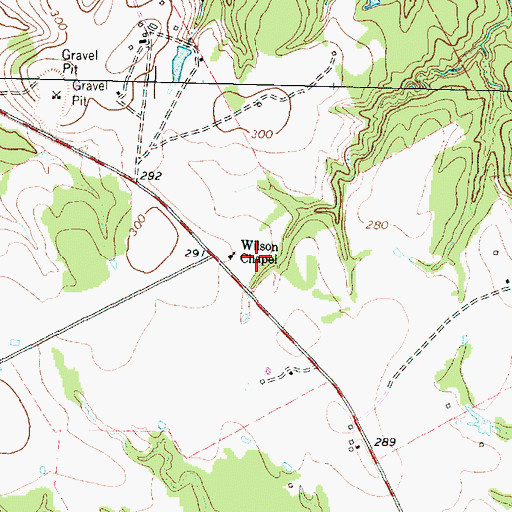 Topographic Map of Wilson Chapel, TX