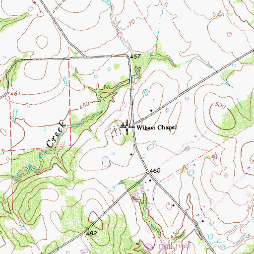 Topographic Map of Wilson Chapel, TX