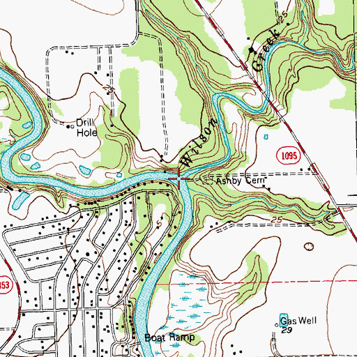 Topographic Map of Wilson Creek, TX