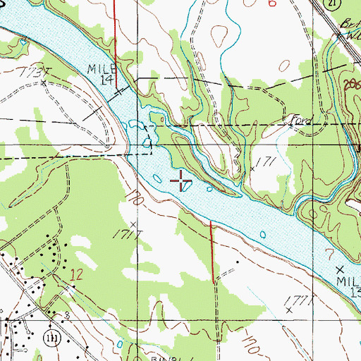 Topographic Map of Corn Creek Shoals, AL