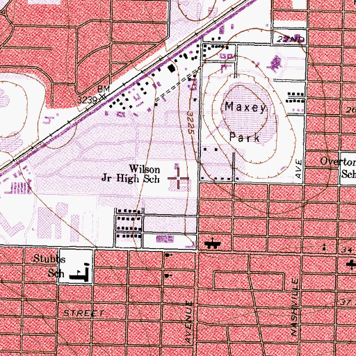 Topographic Map of Wilson Junior High School, TX