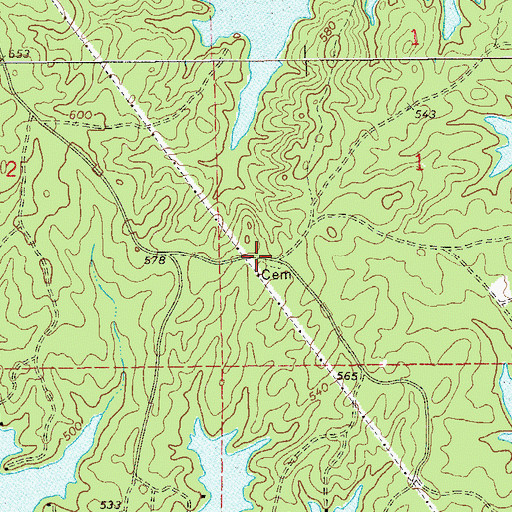 Topographic Map of County Line Cemetery, AL