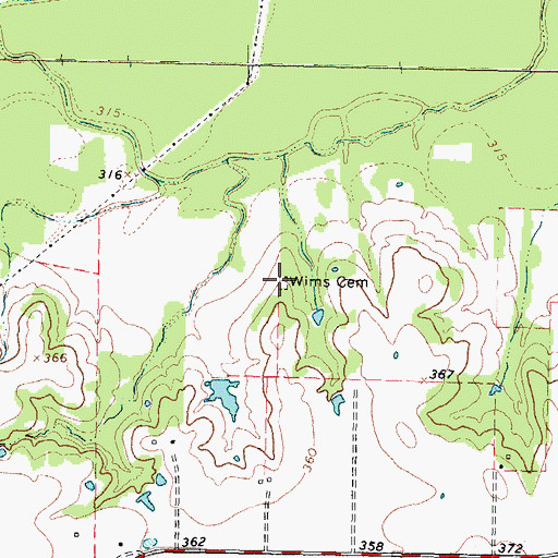 Topographic Map of Wimms Family Cemetery, TX