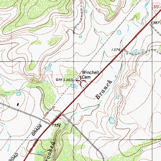 Topographic Map of Winchell Cemetery, TX