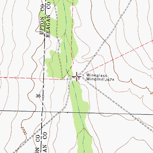 Topographic Map of Wineglass Windmill, TX