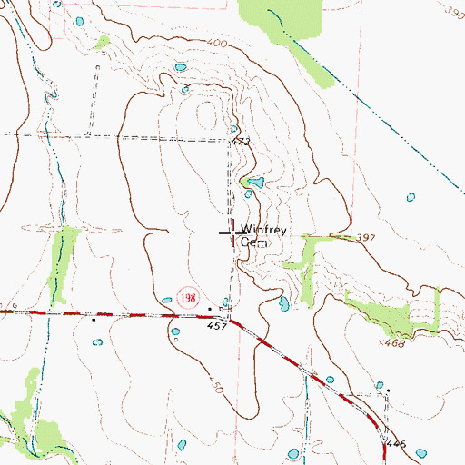 Topographic Map of Winfrey Cemetery, TX