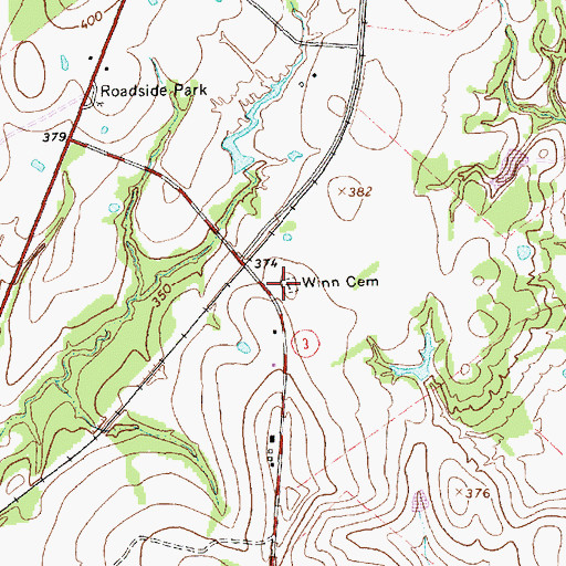 Topographic Map of Winn Cemetery, TX