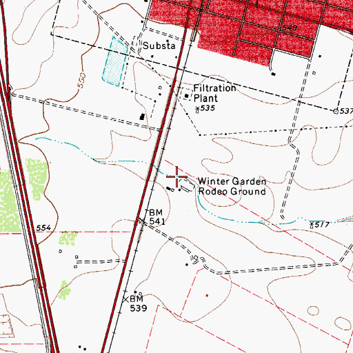 Topographic Map of Winter Garden Rodeo Ground, TX