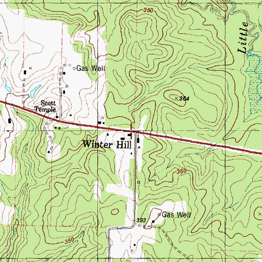Topographic Map of Winter Hill School, TX