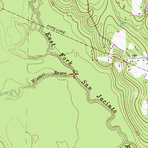 Topographic Map of Winters Bayou, TX