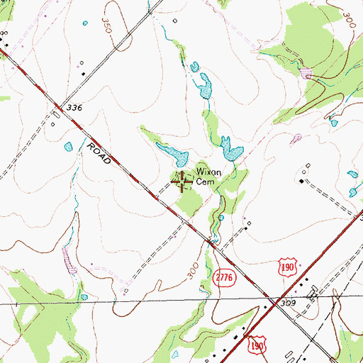 Topographic Map of Wixon Cemetery, TX