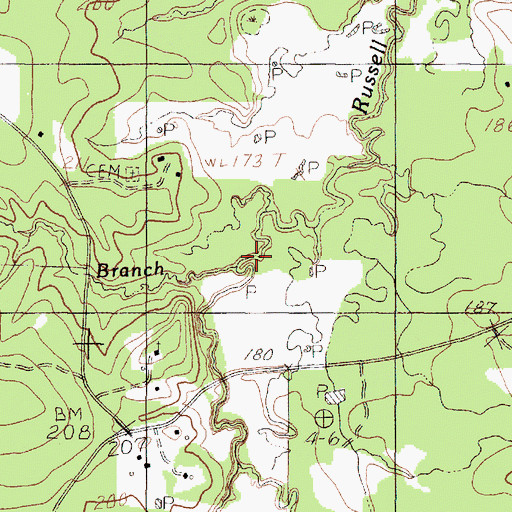 Topographic Map of Wolf Branch, TX
