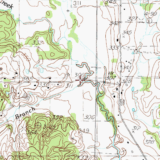 Topographic Map of Wolf Branch, TX
