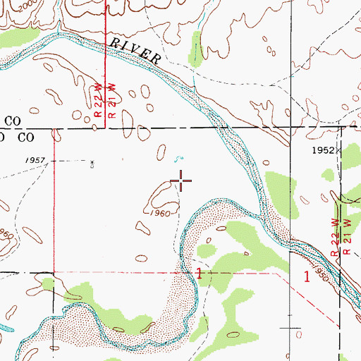 Topographic Map of Wolf Creek, OK