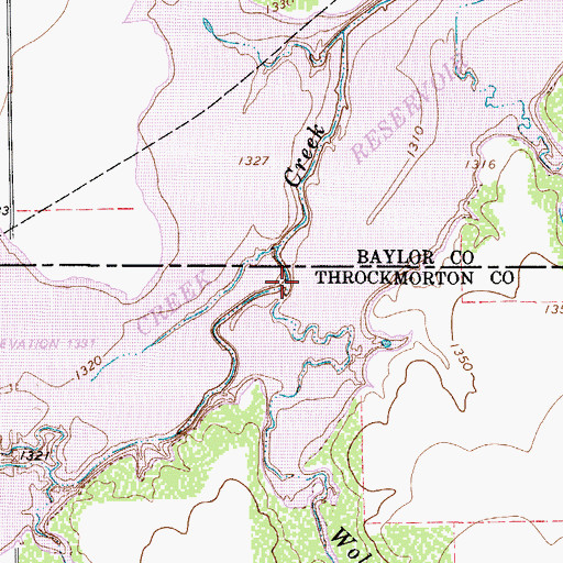 Topographic Map of Wolf Creek, TX