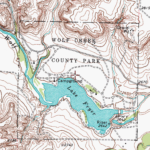 Topographic Map of Wolf Creek County Park, TX