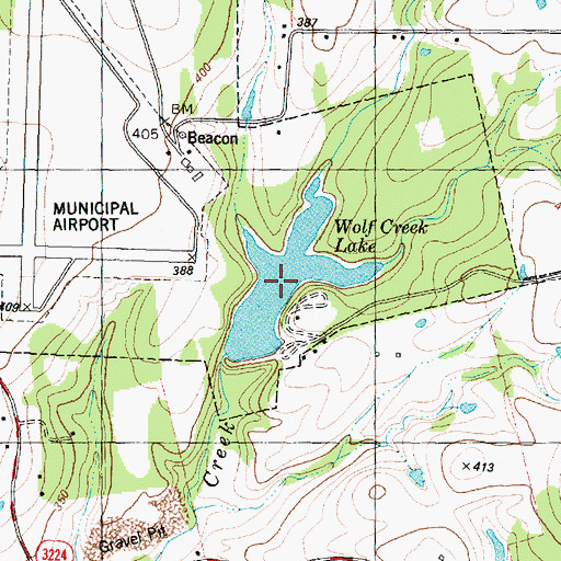 Topographic Map of Wolf Creek Lake, TX