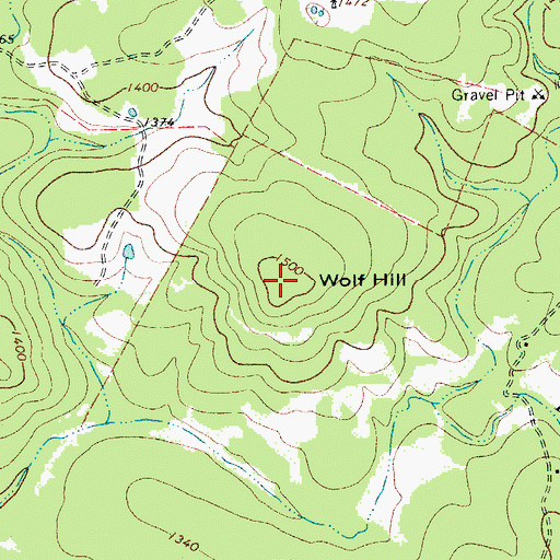 Topographic Map of Wolf Hill, TX
