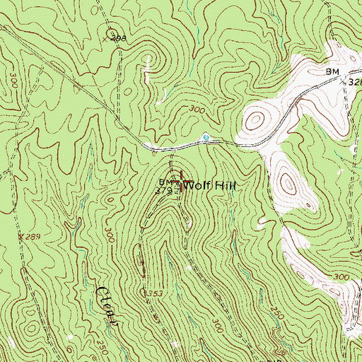 Topographic Map of Wolf Hill, TX