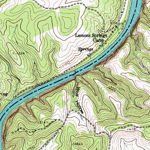 Topographic Map of Wolf Hollow, TX