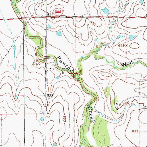 Topographic Map of Wolf Hollow, TX