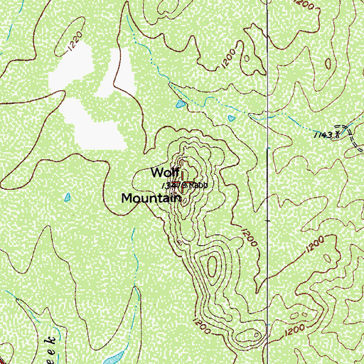 Topographic Map of Wolf Mountain, TX