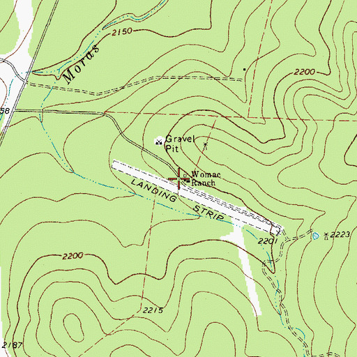 Topographic Map of Womac Ranch, TX
