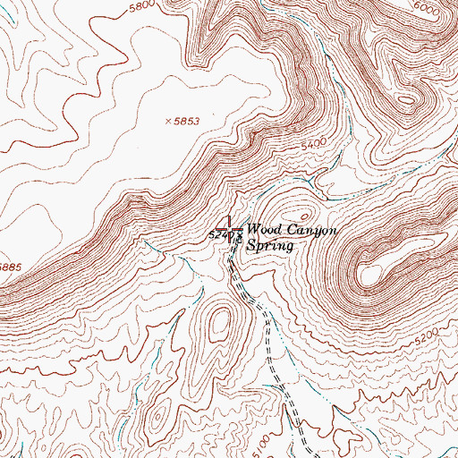 Topographic Map of Wood Canyon Spring, TX