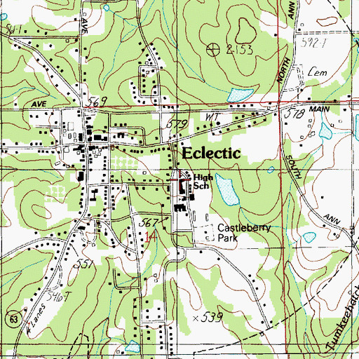 Topographic Map of Elmore County High School, AL