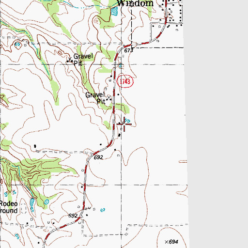 Topographic Map of Wood Cemetery, TX