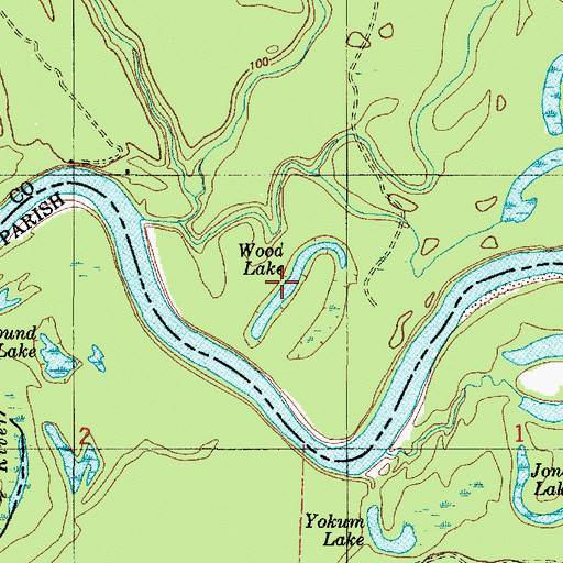Topographic Map of Wood Lake, TX