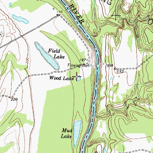 Topographic Map of Wood Lake, TX