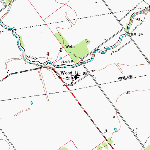 Topographic Map of William Wood Elementary School, TX