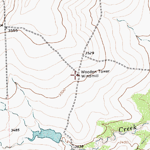 Topographic Map of Wooden Tower Windmill, TX