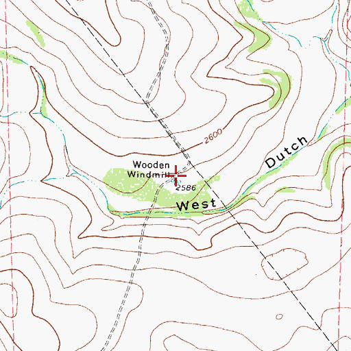 Topographic Map of Wooden Windmill, TX