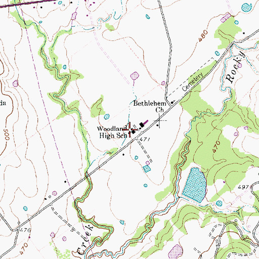 Topographic Map of Woodland High School, TX