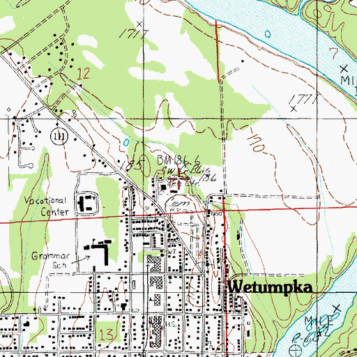 Topographic Map of Elmore County Training School, AL