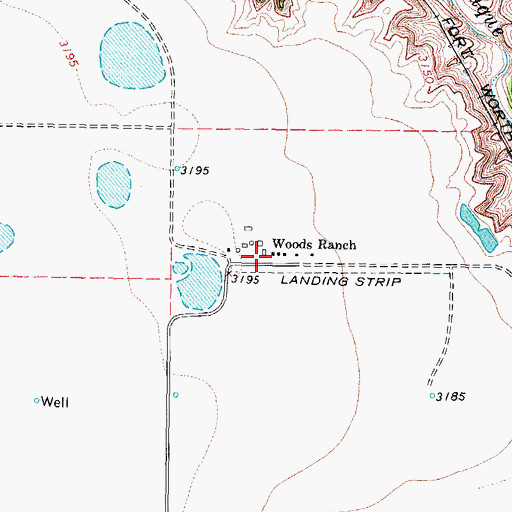 Topographic Map of Woods Ranch, TX