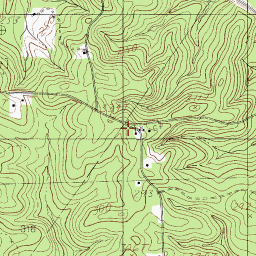 Topographic Map of Woodville School, TX