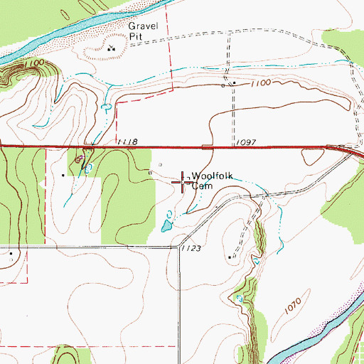 Topographic Map of Woolfolk Cemetery, TX