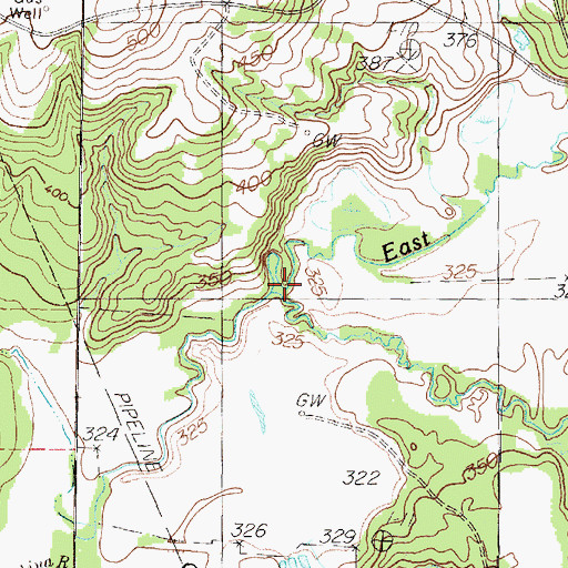 Topographic Map of Wooten Creek, TX