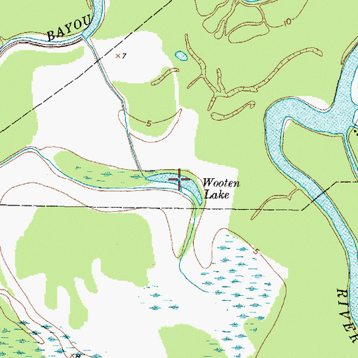 Topographic Map of Wooten Lake, TX
